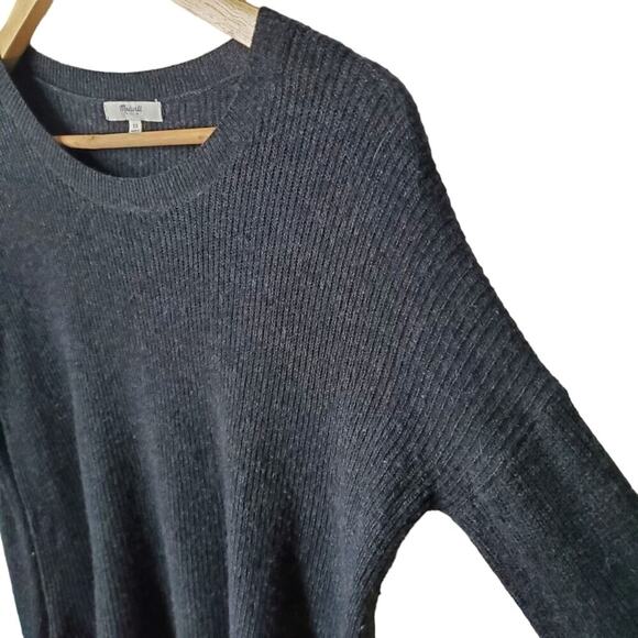 Madewell Warmlight knit Pullover Sweater Riubbed Charcoal Hi-Lo XS Wool - Picture 12 of 12